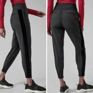 Athleta Black Venice Velvet Striped Joggers